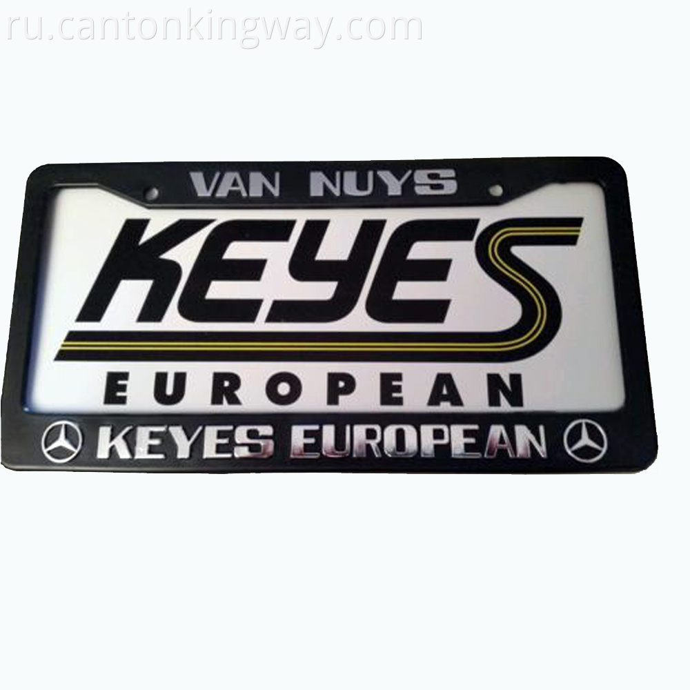 Black Usa License Plate Frame With Chrome Keyes European